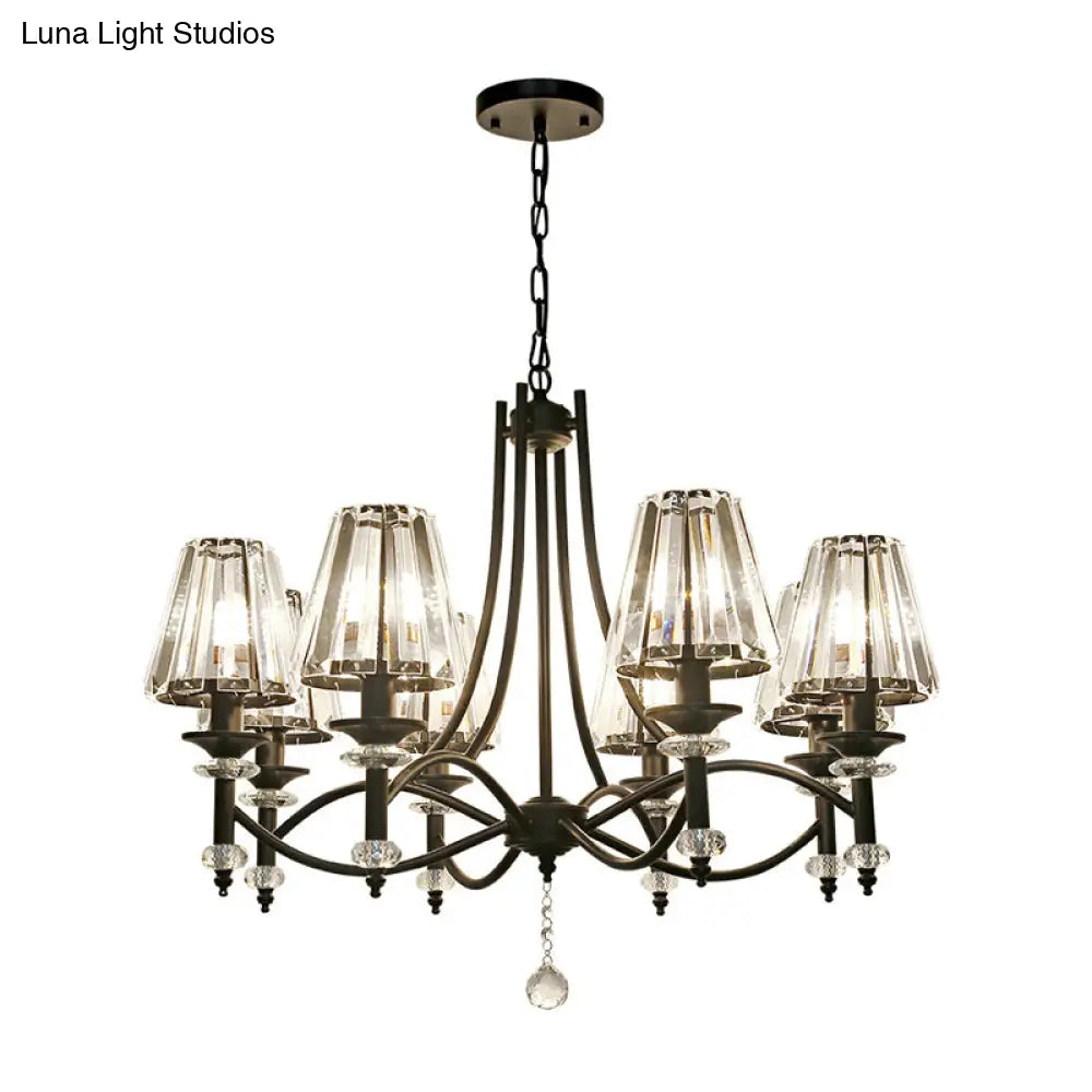 Contemporary Crystal Chandelier Pendant Light Kit - Tapered Design Adjustable Chain 4/6/8 Lights