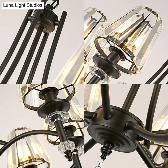 Contemporary Crystal Chandelier Pendant Light Kit - Tapered Design Adjustable Chain 4/6/8 Lights