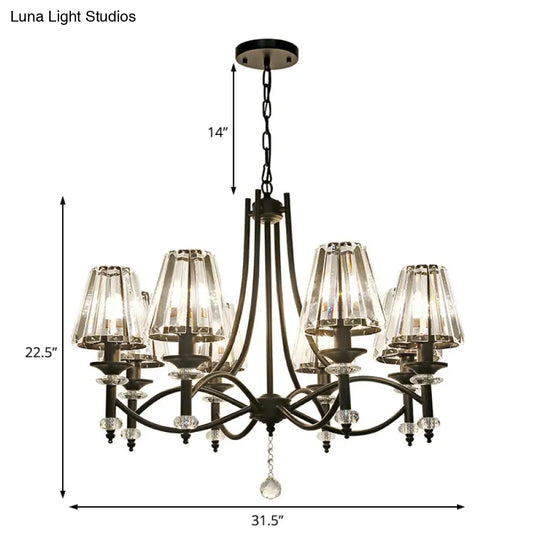 Contemporary Crystal Chandelier Pendant Light Kit - Tapered Design Adjustable Chain 4/6/8 Lights