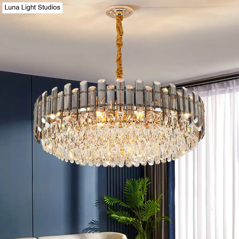 Contemporary Crystal Chandelier Pendant - Rose Gold Tier Suspended Lighting