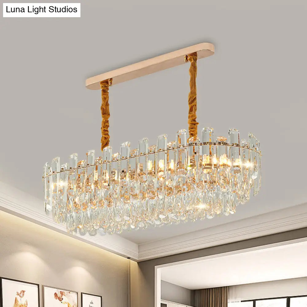 Contemporary Crystal Chandelier Pendant - Rose Gold Tier Suspended Lighting