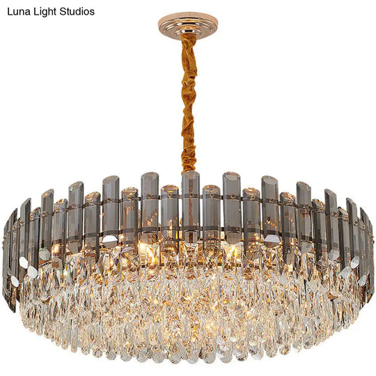 Contemporary Crystal Chandelier Pendant - Rose Gold Tier Suspended Lighting