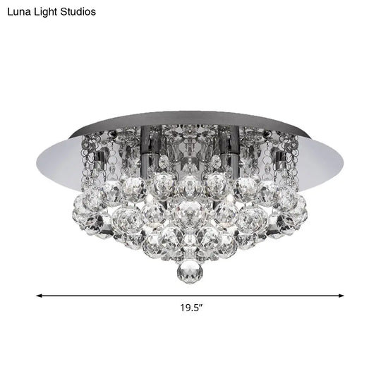 Contemporary Crystal Chrome Ceiling Light - Cascading Flush Mount 3/4/6 Lights 8/14/19.5 Wide