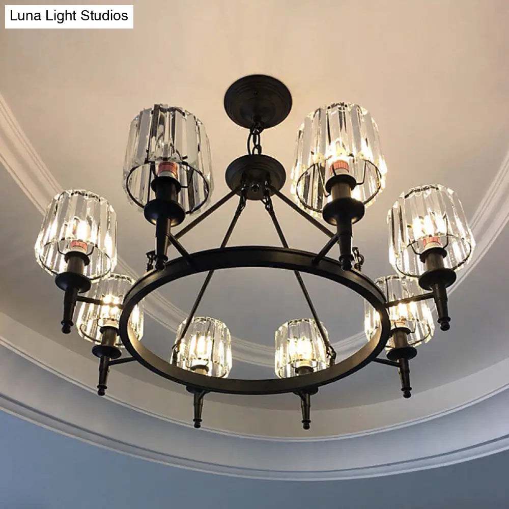 Contemporary Crystal Chandelier 6/8 Bulbs Black Pendant Light For Living Room 8 /