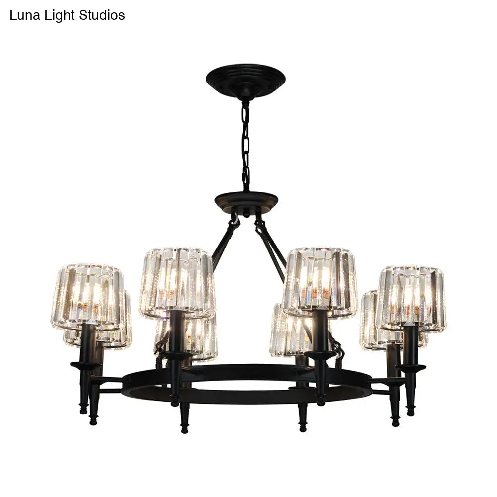 Contemporary Crystal Chandelier 6/8 Bulbs Black Pendant Light For Living Room