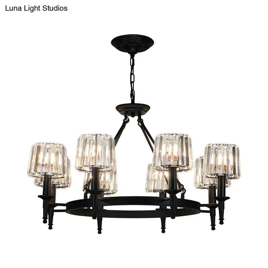 Contemporary Crystal Chandelier 6/8 Bulbs Black Pendant Light For Living Room