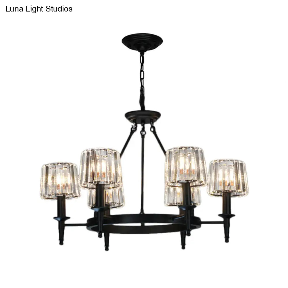 Contemporary Crystal Chandelier 6/8 Bulbs Black Pendant Light For Living Room