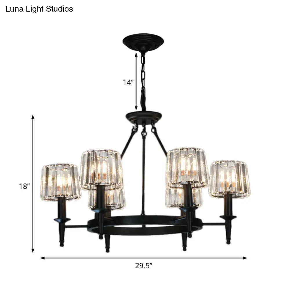 Contemporary Crystal Chandelier 6/8 Bulbs Black Pendant Light For Living Room