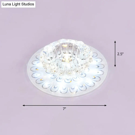 Contemporary Crystal Clear Led Flush Ceiling Light For Entryway - Blossom Mount