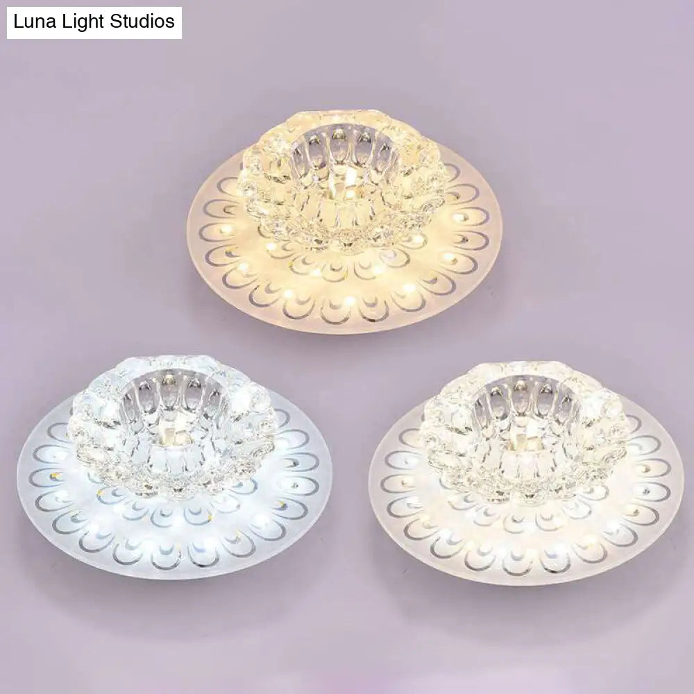 Contemporary Crystal Clear Led Flush Ceiling Light For Entryway - Blossom Mount / Third Gear