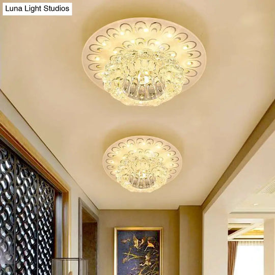 Contemporary Crystal Clear Led Flush Ceiling Light For Entryway - Blossom Mount / Warm