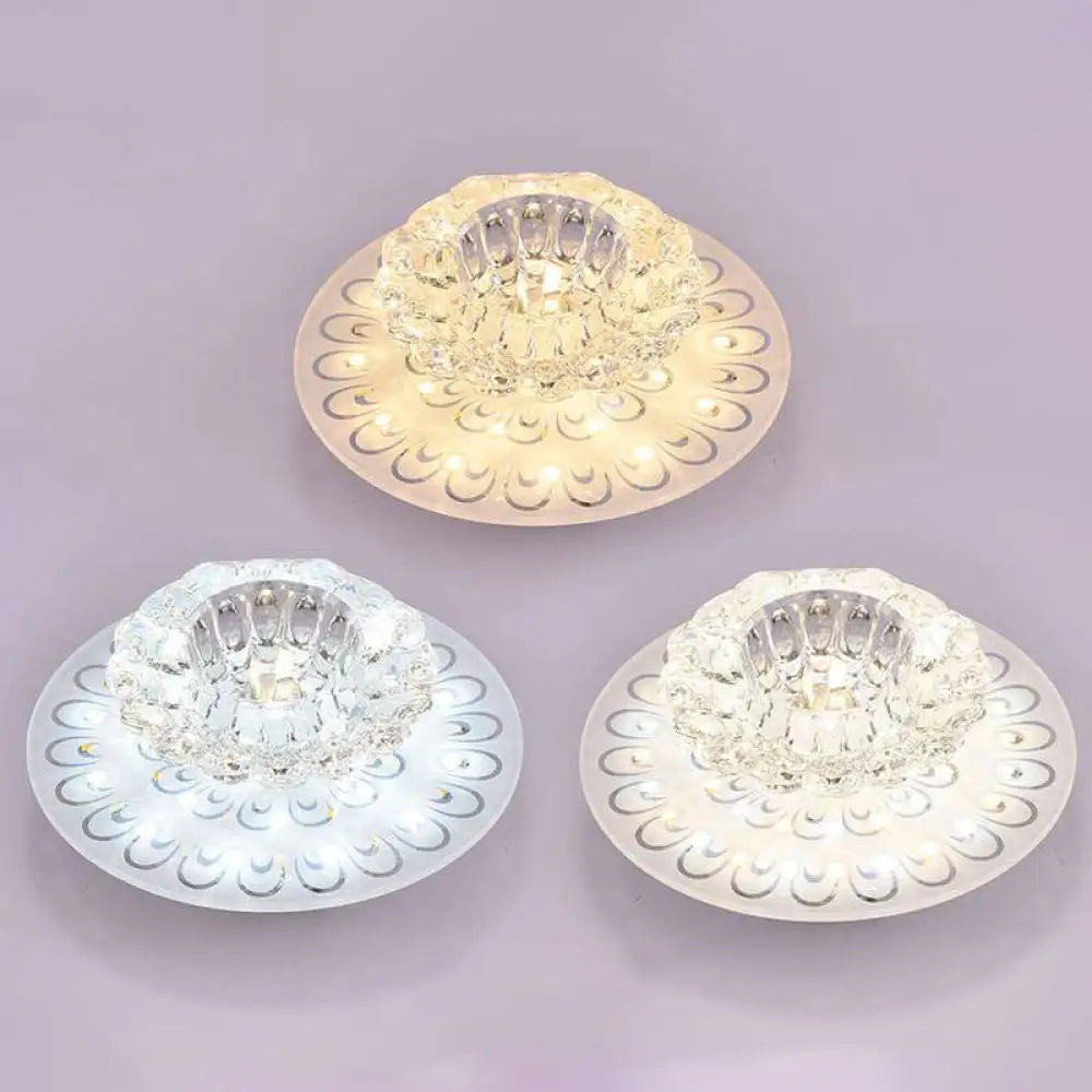 Contemporary Crystal Clear Led Flush Ceiling Light For Entryway - Blossom Mount / Third Gear