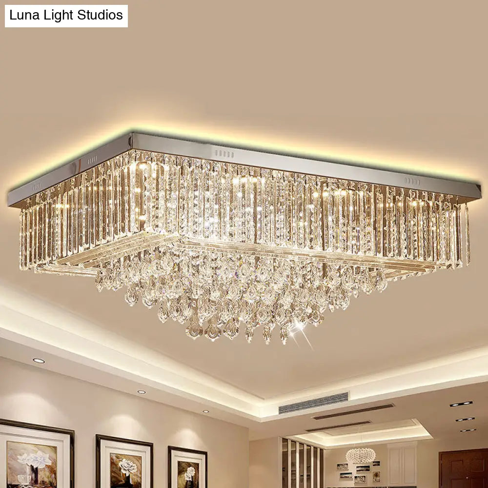 Contemporary Crystal Clear Led Flush Mount Ceiling Lamp