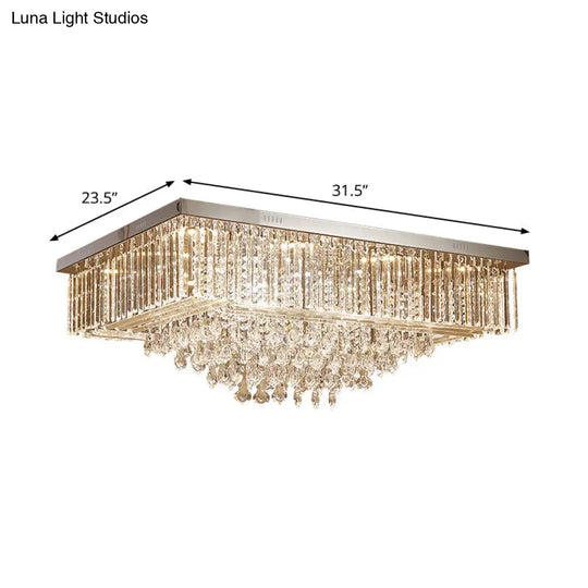 Contemporary Crystal Clear Led Flush Mount Ceiling Lamp