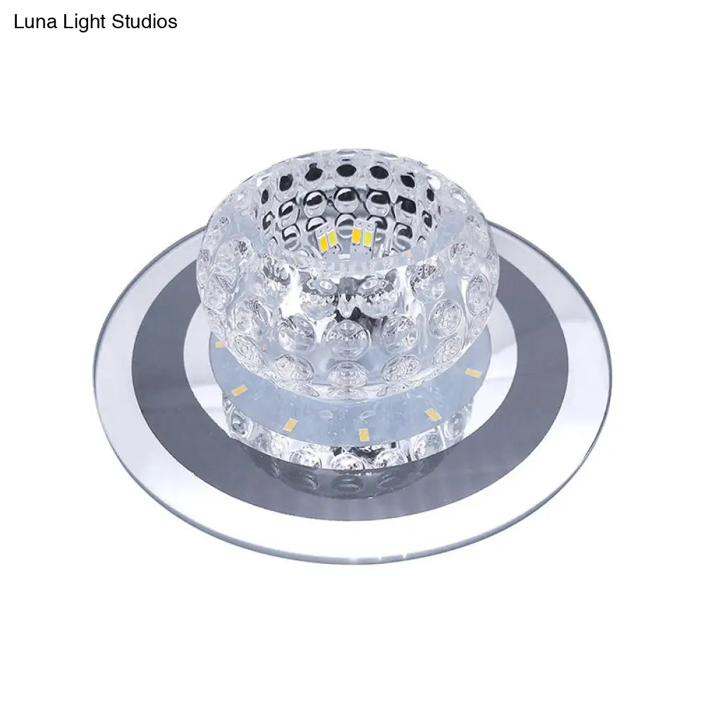 Contemporary Crystal Clear Led Flush Mount Lighting For Entryway