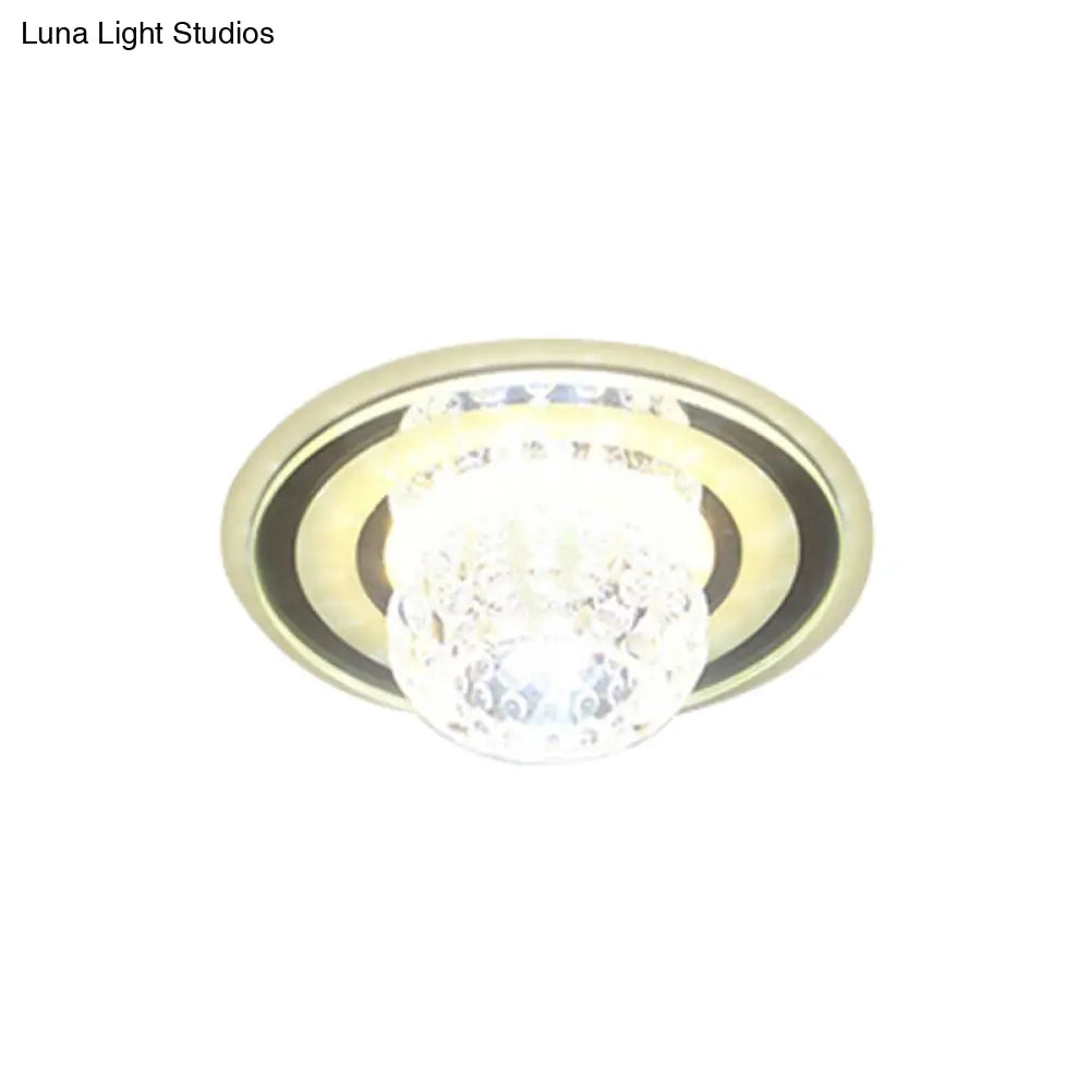 Contemporary Crystal Clear Led Flush Mount Lighting For Entryway