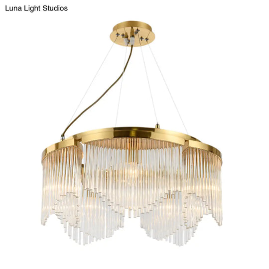 Contemporary Crystal Curtain Chandelier Light With 5 Clear Glass Heads For Living Room Ceiling