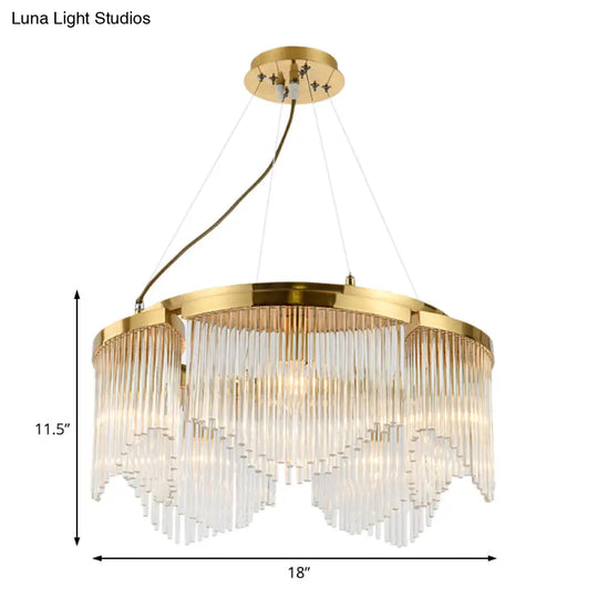 Contemporary Crystal Curtain Chandelier Light With 5 Clear Glass Heads For Living Room Ceiling