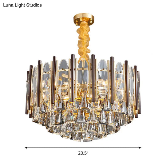 Contemporary Crystal Cylinder Pendant Chandelier - Black Ceiling Hanging Light Multiple Heads