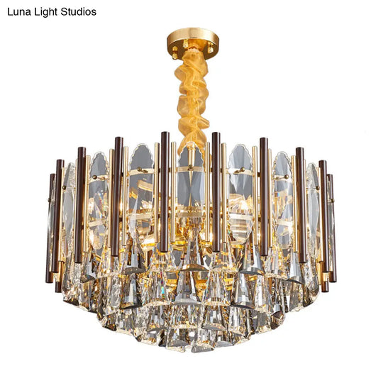 Contemporary Crystal Cylinder Pendant Chandelier - Black Ceiling Hanging Light Multiple Heads