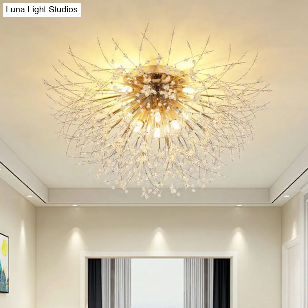 Contemporary Crystal Dandelion Ceiling Lamp For Chic Bedroom Lighting