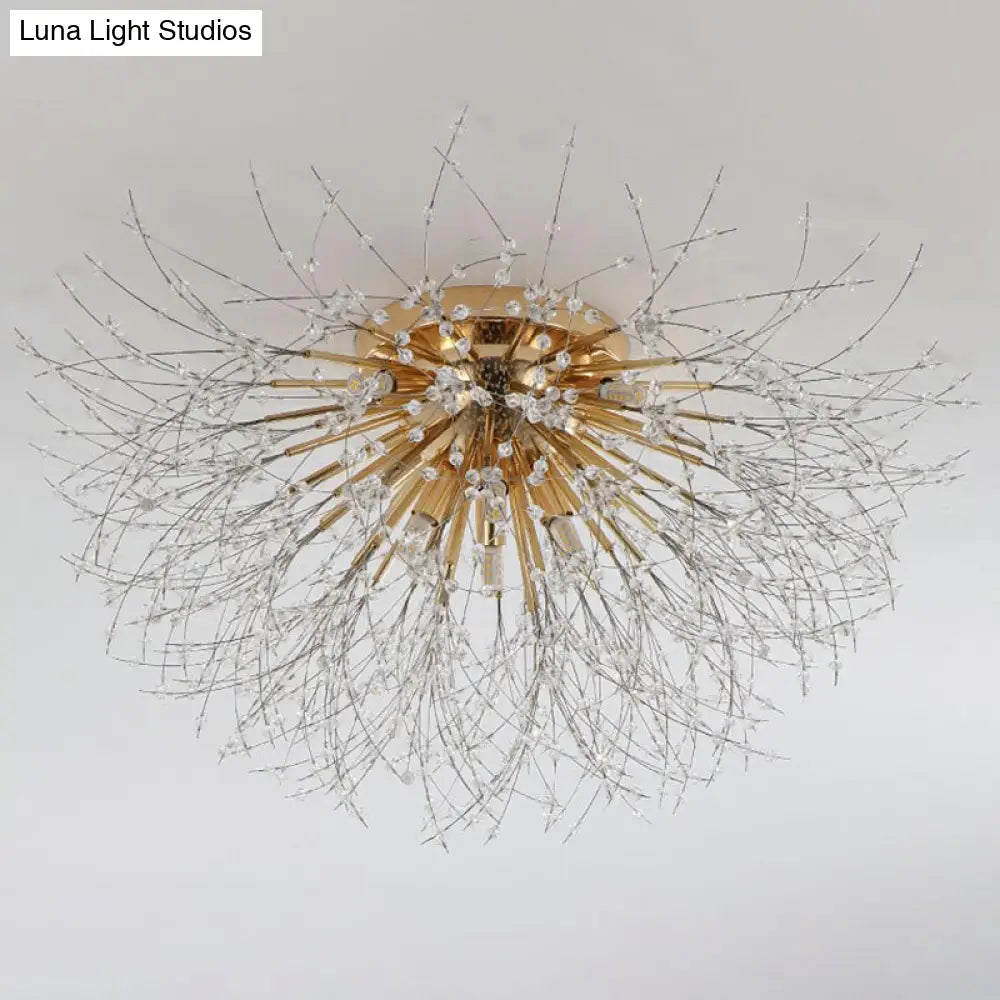 Contemporary Crystal Dandelion Ceiling Lamp For Chic Bedroom Lighting