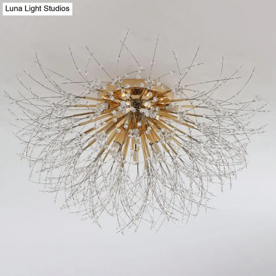 Contemporary Crystal Dandelion Ceiling Lamp For Chic Bedroom Lighting