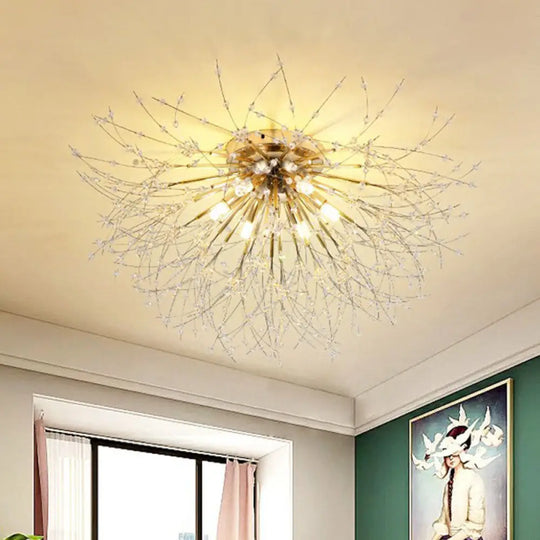 Contemporary Crystal Dandelion Ceiling Lamp For Chic Bedroom Lighting 6 / Gold