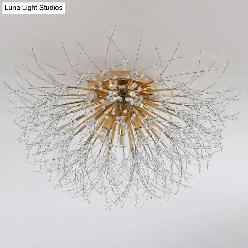 Contemporary Crystal Dandelion Ceiling Lamp For Chic Bedroom Lighting