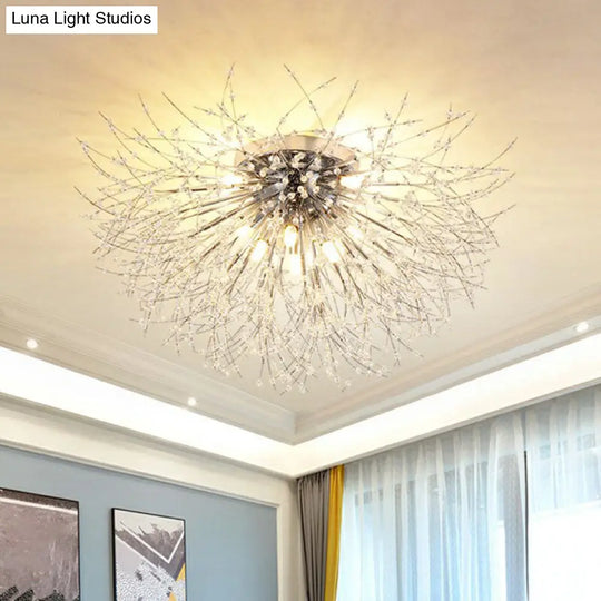 Contemporary Crystal Dandelion Ceiling Lamp For Chic Bedroom Lighting 8 / Chrome