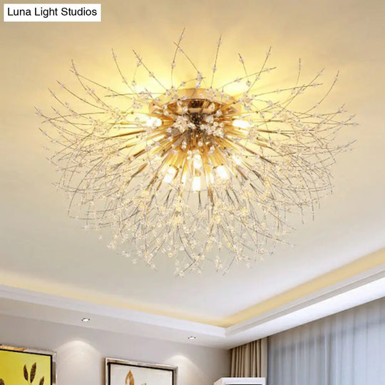 Contemporary Crystal Dandelion Ceiling Lamp For Chic Bedroom Lighting