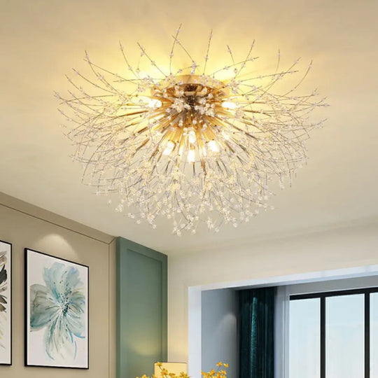 Contemporary Crystal Dandelion Ceiling Lamp For Chic Bedroom Lighting 8 / Gold