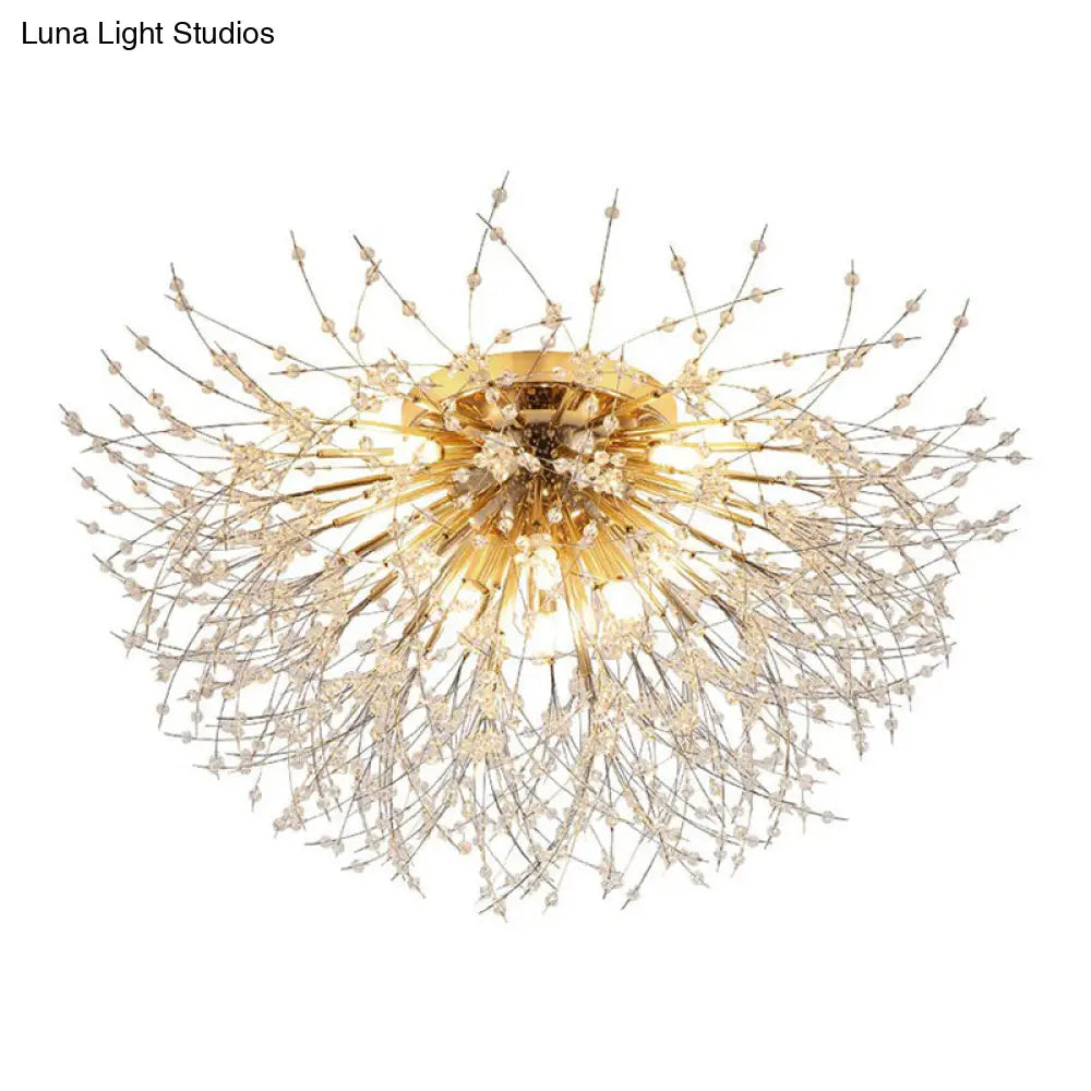 Contemporary Crystal Dandelion Ceiling Lamp For Chic Bedroom Lighting