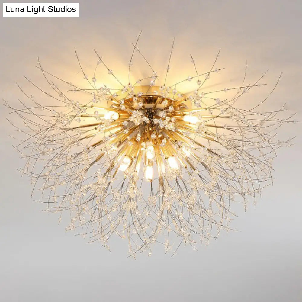 Contemporary Crystal Dandelion Ceiling Lamp For Chic Bedroom Lighting