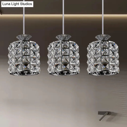 Metal Frame Crystal Drum Pendant Light For Balcony Ceiling