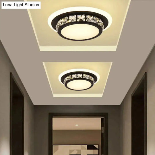 Contemporary Crystal Flush Mount Led Ceiling Lamp With Geometric Design And Acrylic Shade