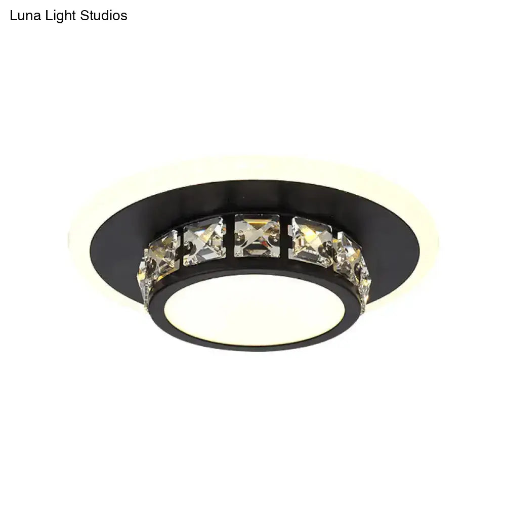 Contemporary Crystal Flush Mount Led Ceiling Lamp With Geometric Design And Acrylic Shade