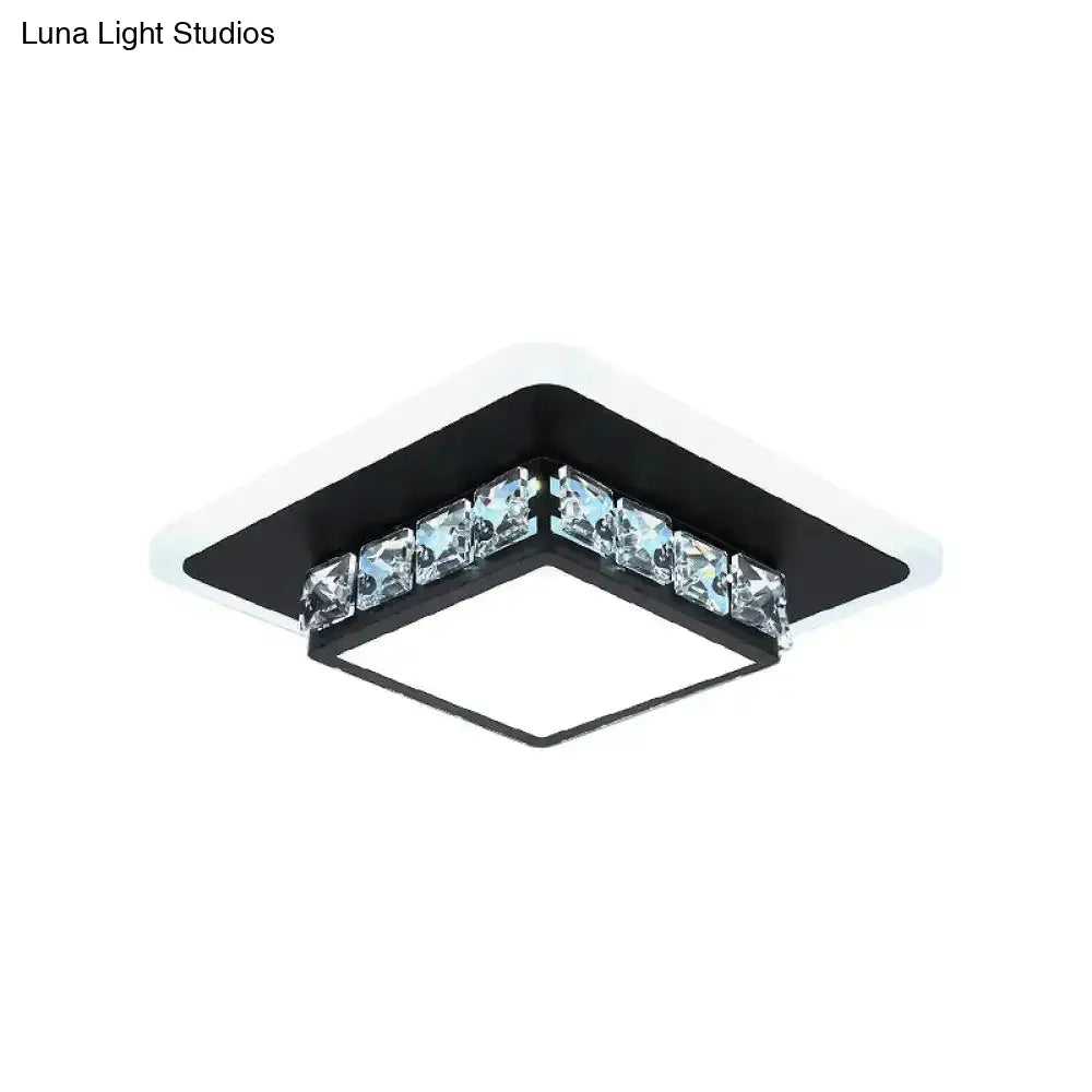 Contemporary Crystal Flush Mount Led Ceiling Lamp With Geometric Design And Acrylic Shade