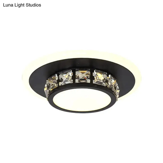 Contemporary Crystal Flush Mount Led Ceiling Lamp With Geometric Design And Acrylic Shade