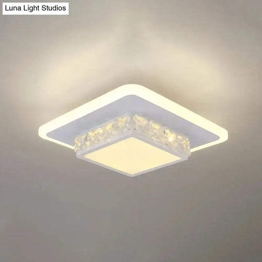 Contemporary Crystal Flush Mount Led Ceiling Lamp With Geometric Design And Acrylic Shade