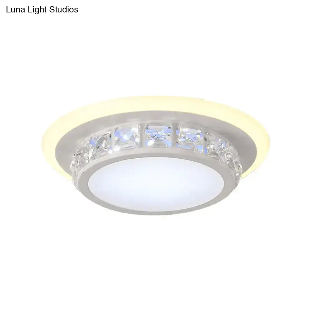 Contemporary Crystal Flush Mount Led Ceiling Lamp With Geometric Design And Acrylic Shade