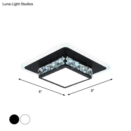 Contemporary Crystal Flush Mount Led Ceiling Lamp With Geometric Design And Acrylic Shade