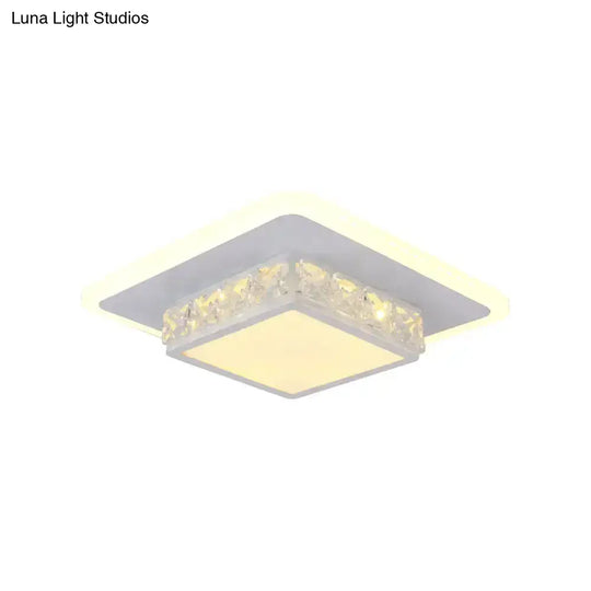 Contemporary Crystal Flush Mount Led Ceiling Lamp With Geometric Design And Acrylic Shade