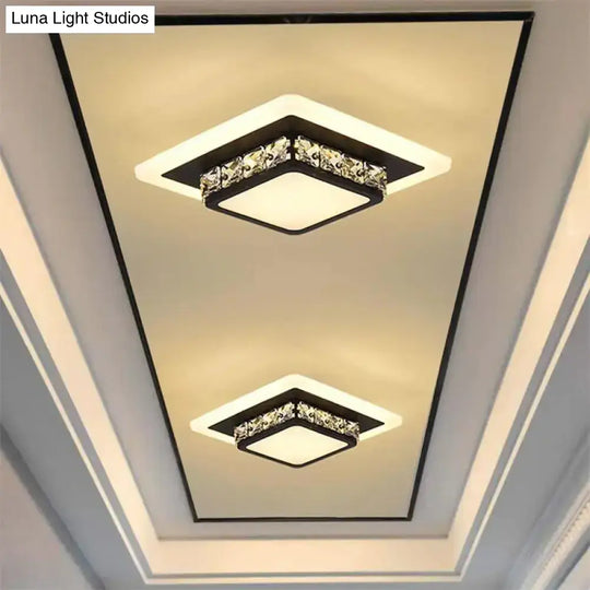 Contemporary Crystal Flush Mount Led Ceiling Lamp With Geometric Design And Acrylic Shade