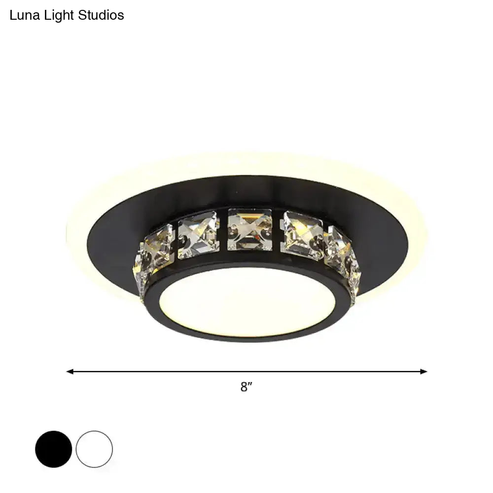 Contemporary Crystal Flush Mount Led Ceiling Lamp With Geometric Design And Acrylic Shade