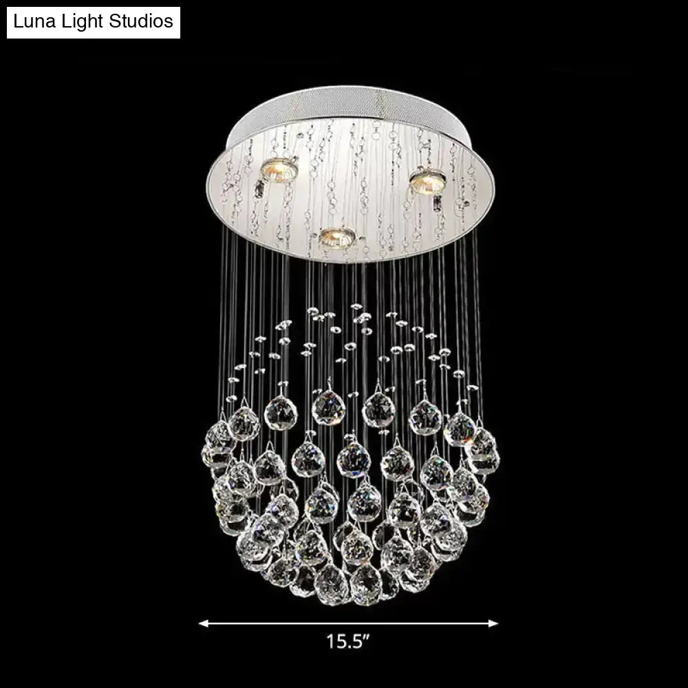 Contemporary Crystal Flushmount Light Fixture - Ideal For Restaurants Stainless Steel Finish 3/5/14