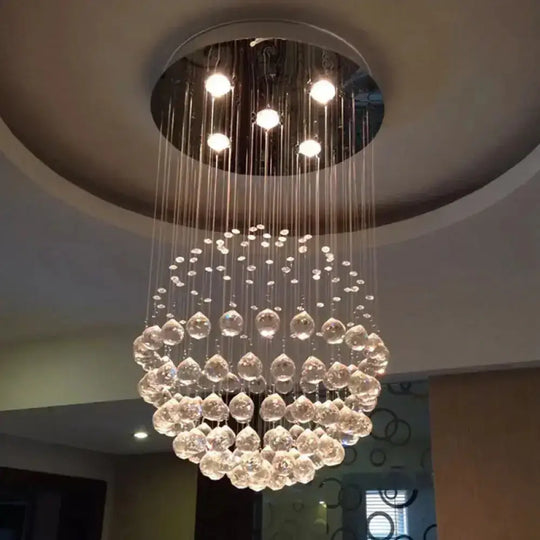 Contemporary Crystal Flushmount Light Fixture - Ideal For Restaurants Stainless Steel Finish 3/5/14