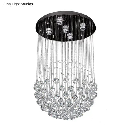 Contemporary Crystal Flushmount Light Fixture - Ideal For Restaurants Stainless Steel Finish 3/5/14
