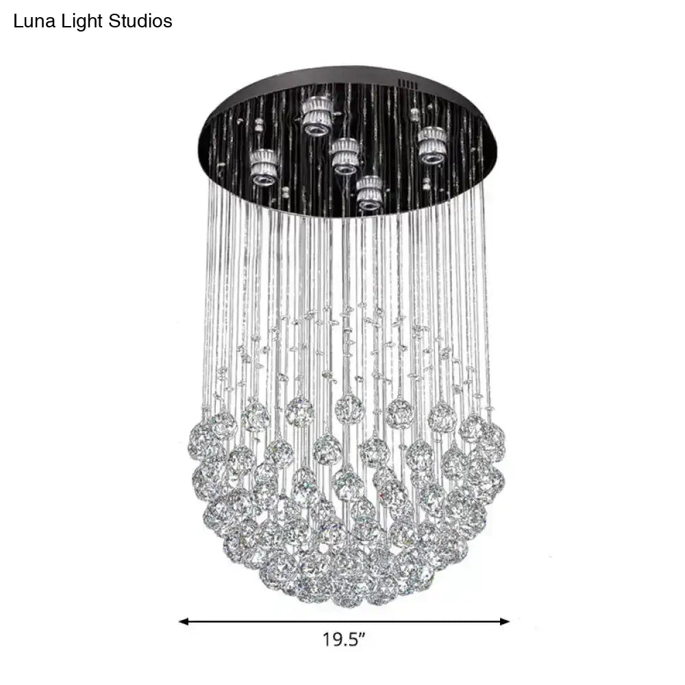 Contemporary Crystal Flushmount Light Fixture - Ideal For Restaurants Stainless Steel Finish 3/5/14