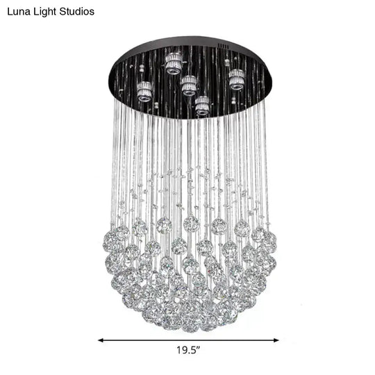 Contemporary Crystal Flushmount Light Fixture - Ideal For Restaurants Stainless Steel Finish 3/5/14